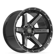 22x12 4P63 Gloss Black Brushed with Tinted Clear - 5x127 + 5x139.7 -44ET