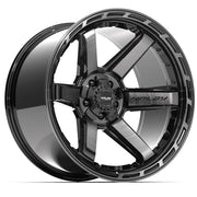Set(4) 22x12 4P63 Gloss Black Brushed with Tinted Clear - 5x127 &amp; 5x139.7 -44ET