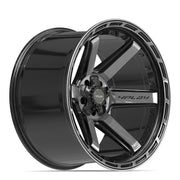 22x12 4P63 Gloss Black Brushed with Tinted Clear - 5x127 + 5x139.7 -44ET