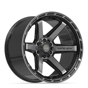 Set(4) 22x12 4P63 Gloss Black Brushed with Tinted Clear - 6x135 &amp; 6x139.7 -44ET
