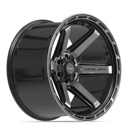 Set(4) 22x12 4P63 Gloss Black Brushed with Tinted Clear - 6x135 &amp; 6x139.7 -44ET