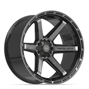 Set(4) 24x12 4P63 Gloss Black Brushed with Tinted Clear - 6x135 &amp; 6x139.7 -44ET