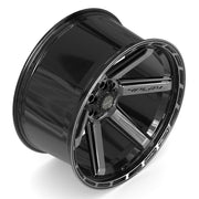 Set(4) 24x12 4P63 Gloss Black Brushed with Tinted Clear - 6x135 &amp; 6x139.7 -44ET
