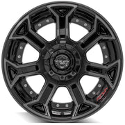 Set(4) 20x10 4P70 Gloss Black Brushed with Tinted Clear - 5x127 &amp; 5x139.7 -24ET