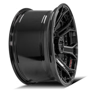 Set(4) 20x10 4P70 Gloss Black Brushed with Tinted Clear - 5x127 &amp; 5x139.7 -24ET