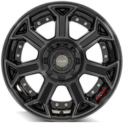 4PLAY 4P70 22x10 5x127 + 5x139.7 Gloss Black Brushed with Tinted Clear Wheels 33x12.50-22 Sailun TerraMax RT Tires TPMS SET