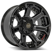 4PLAY 4P70F 22x10 5x127 + 5x139.7 Gloss Black Brushed with Tinted Clear Wheels 285-45-22 Sailun TerraMax RT Tires SET