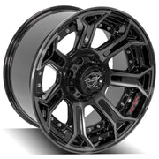 Set(4) 20x10 4P70 Gloss Black Brushed with Tinted Clear - 6x135 &amp; 6x139.7 -18ET