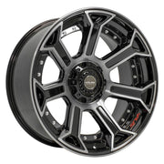 Set(4) 22x10 4P70 Gloss Black Brushed - 5x127 &amp; 5x139.7 -24ET with 285/45r22 Sailun TerraMax RT Tires
