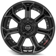 4PLAY 4P70 22x10 5x127 + 5x139.7 -24et Gloss Black Brushed with Tinted Clear Wheel SET
