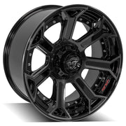 4PLAY 4P70 22x10 5x127 + 5x139.7 -24et Gloss Black Brushed with Tinted Clear Wheel SET