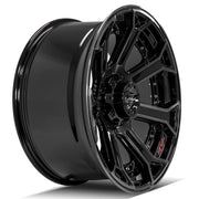 4PLAY 4P70 22x10 5x127 + 5x139.7 -24et Gloss Black Brushed with Tinted Clear Wheel SET