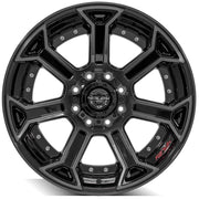 4PLAY 4P70 22x10 8x165.1 -24et Gloss Black Brushed with Tinted Clear Wheel SET