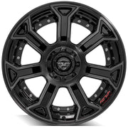 4PLAY 4P70 22x12 5x127 + 5x139.7 -44et Gloss Black Brushed with Tinted Clear Wheel SET