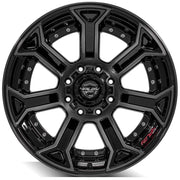 Set(4) 22x12 4P70 Gloss Black Brushed with Tinted Clear - 8x165.1 -44ET