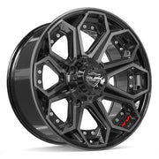 20x9 4P80R Gloss Black Brushed with Tinted Clear - 5x127 + 5x139.7 +0ET