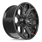 Set(4) 20x9 4P80R Gloss Black Brushed with Tinted Clear - 5x127 &amp; 5x139.7 +0ET with 275/55r20 TBB TS-37 AT Tires
