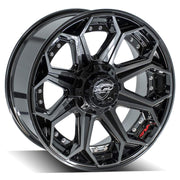 4PLAY 4P80R 20x9 5x127 + 5x139.7 Gloss Black Brushed with Tinted Clear Wheels 275-55-20 Sailun TerraMax RT Tires SET