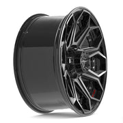 Set(4) 20x9 4P80R Gloss Black Brushed with Tinted Clear - 5x127 &amp; 5x139.7 +0ET