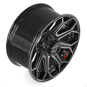 Set(4) 20x9 4P80R Gloss Black Brushed with Tinted Clear - 5x127 &amp; 5x139.7 +0ET