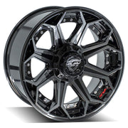 4PLAY 4P80R 20x9 6x135 + 6x139.7 Gloss Black Brushed with Tinted Clear Wheels 275-55-20 Sailun TerraMax RT Tires SET
