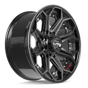 20x9 4P80R Gloss Black Brushed with Tinted Clear - 8x180 +0ET