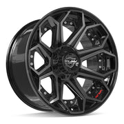 20x10 4P80R Gloss Black Brushed with Tinted Clear - 5x127 + 5x139.7 -24ET