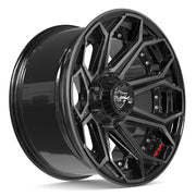 Set(5) 20x10 4P80R Gloss Black Brushed with Tinted Clear - 5x127 &amp; 5x139.7 -24ET