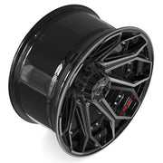 Set(4) 20x10 4P80R Gloss Black Brushed with Tinted Clear - 5x127 &amp; 5x139.7 -24ET