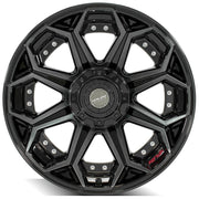Set(4) 22x10 4P80R Gloss Black Brushed with Tinted Clear - 5x127 &amp; 5x139.7 -24ET