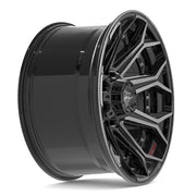 Set(4) 20x10 4P80R Gloss Black Brushed with Tinted Clear - 8x170 -24ET