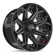 Set(4) 20x10 4P80R Gloss Black Brushed with Tinted Clear - 8x180 -24ET