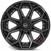 Set(4) 22x10 4P80R Gloss Black Brushed with Tinted Clear - 5x127 &amp; 5x139.7 -24ET