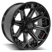 Set(4) 22x10 4P80R Gloss Black Brushed with Tinted Clear - 5x127 &amp; 5x139.7 -24ET