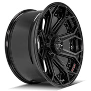 Set(4) 22x10 4P80R Gloss Black Brushed with Tinted Clear - 5x127 &amp; 5x139.7 -24ET