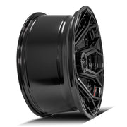 Set(4) 22x10 4P80R Gloss Black Brushed with Tinted Clear - 5x127 &amp; 5x139.7 -24ET
