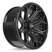 Set(4) 22x10 4P80R Gloss Black Brushed with Tinted Clear - 6x135 &amp; 6x139.7 -18ET with 285/45r22 Bridgestone Dueler Alenza HL Tires