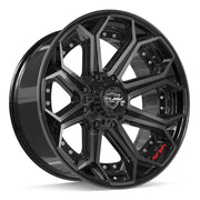 Set(4) 22x10 4P80R Gloss Black Brushed with Tinted Clear - 8x170 -24ET