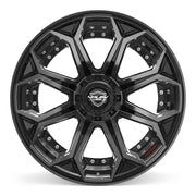 22x12 4P80R Gloss Black Brushed with Tinted Clear - 6x135 + 6x139.7 -44ET