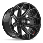 22x12 4P80R Gloss Black Brushed with Tinted Clear - 8x170 -44ET