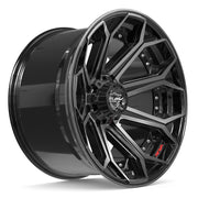 Set(4) 22x12 4P80R Gloss Black Brushed with Tinted Clear - 8x170 -44ET