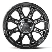 4PLAY 4P83 20x9 5x127 + 5x139.7 Gloss Black Brushed with Tinted Clear Wheels 275-55-20 TBB TS-37 AT Tires TPMS SET