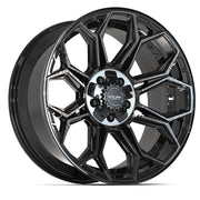 Set(4) 20x9 4P83 Gloss Black Brushed with Tinted Clear - 5x127 &amp; 5x139.7 +0ET with 275/55r20 TBB TS-37 AT Tires