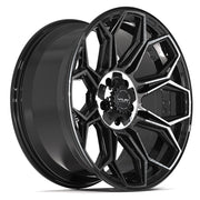 Set(4) 20x9 4P83 Gloss Black Brushed with Tinted Clear - 5x127 &amp; 5x139.7 +0ET with 275/55r20 Sailun TerraMax RT Tires