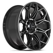 4PLAY 4P83 20x9 6x135 + 6x139.7 Gloss Black Brushed with Tinted Clear Wheels 275-55-20 TBB TS-37 AT Tires SET