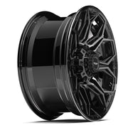 Set(4) 20x9 4P83 Gloss Black Brushed with Tinted Clear - 8x180 +0ET