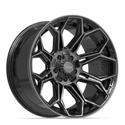 Set(4) 20x10 4P83 Gloss Black Brushed with Tinted Clear - 5x127 &amp; 5x139.7 -18ET
