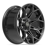 Set(5) 20x10 4P83 Gloss Black Brushed with Tinted Clear - 5x127 &amp; 5x139.7 -18ET