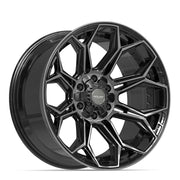 Set(4) 20x10 4P83 Gloss Black Brushed with Tinted Clear - 6x135 &amp; 6x139.7 -18ET