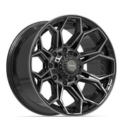 Set(4) 20x10 4P83 Gloss Black Brushed with Tinted Clear - 8x170 -18ET